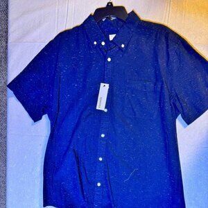 Navy Blue Speckled Sonoma Short Sleeve Button-Down